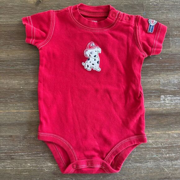 Carter’s Red Onesie Little Chief Dalmatian Fire Dog Embroidered Baby Boy 3M - Picture 1 of 4